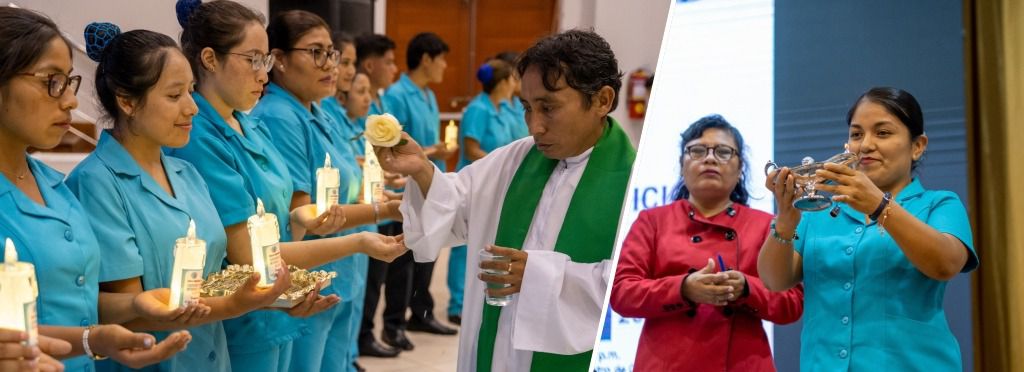 Estudiantes de Enfermería de la promoción “Miracle Hands” realizaron ceremonia de bendición de uniformes y solapines