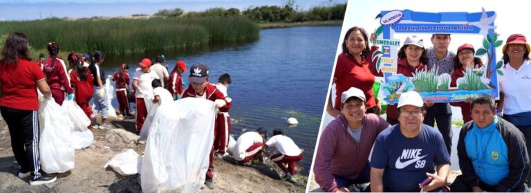 Escolares y voluntarios de ULADECH Católica retiran 200 kilos de basura en los humedales de Villa María