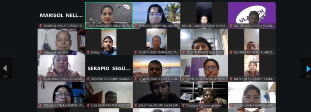 Fotografía de sala zoom en el inicio de clases de segunda especialidad.