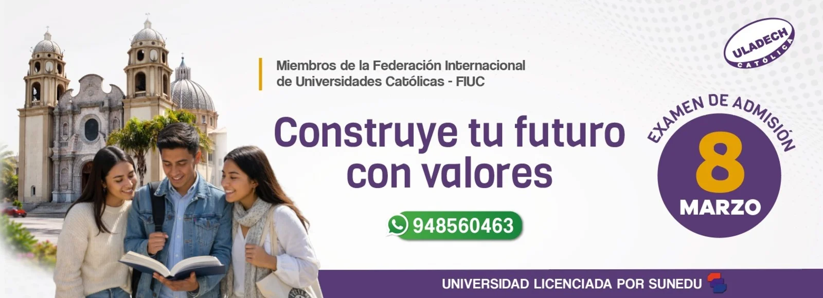 Banner para la página web examen de admisión 8 marzo